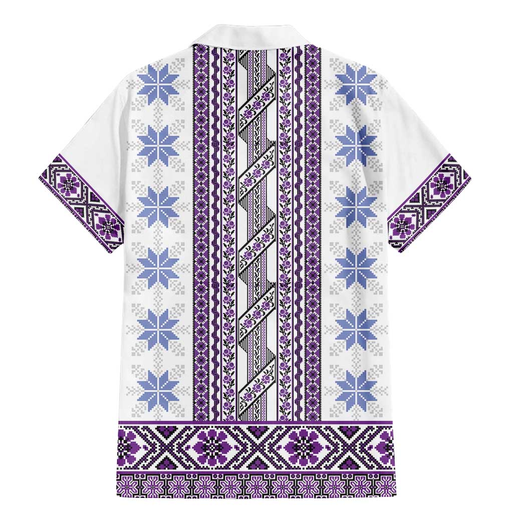 Ukraine Family Matching Mermaid Dress and Hawaiian Shirt Traditional Braided Rope Belt Purple Folk Pattern