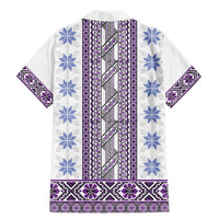Ukraine Family Matching Mermaid Dress and Hawaiian Shirt Traditional Braided Rope Belt Purple Folk Pattern