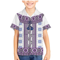 Ukraine Family Matching Mermaid Dress and Hawaiian Shirt Traditional Braided Rope Belt Purple Folk Pattern
