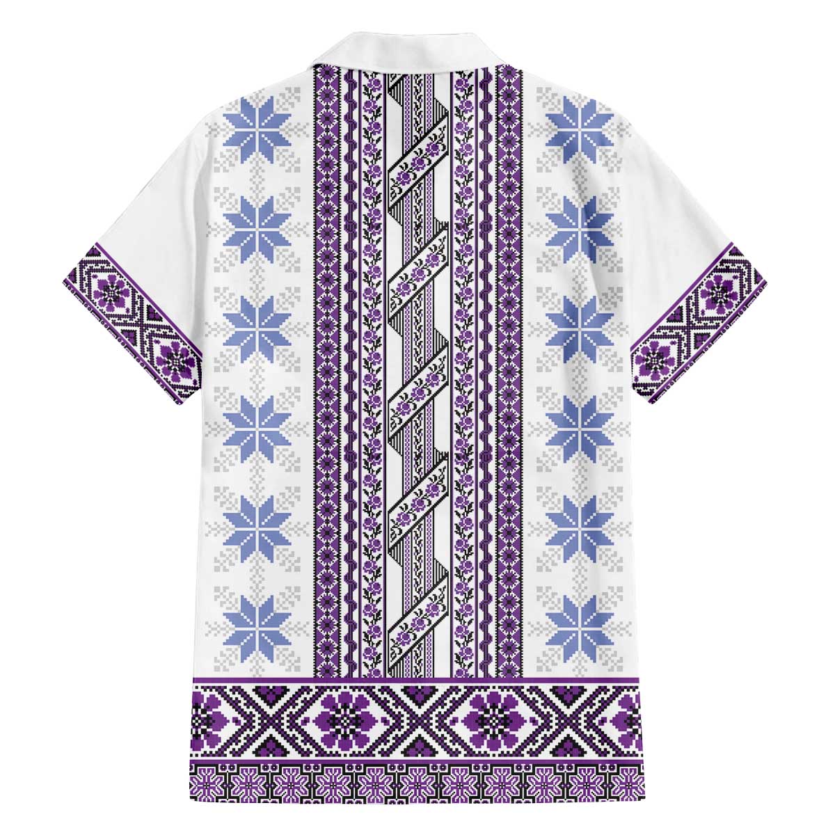 Ukraine Family Matching Off The Shoulder Long Sleeve Dress and Hawaiian Shirt Traditional Braided Rope Belt Purple Folk Pattern