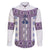 Ukraine Family Matching Off The Shoulder Long Sleeve Dress and Hawaiian Shirt Traditional Braided Rope Belt Purple Folk Pattern