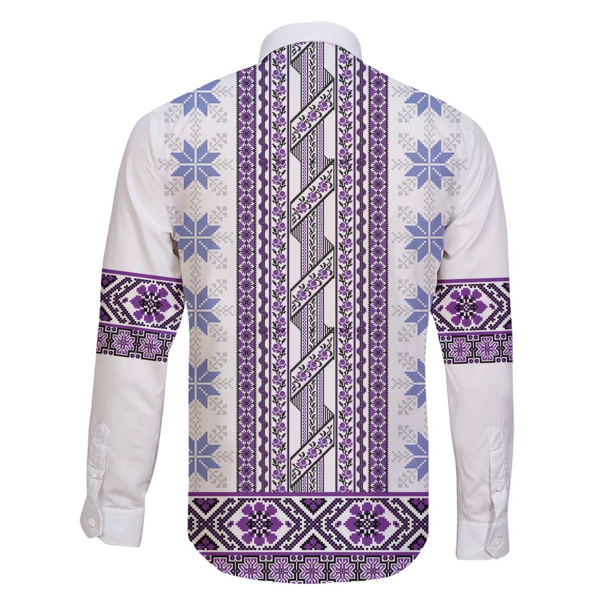 Ukraine Family Matching Off The Shoulder Long Sleeve Dress and Hawaiian Shirt Traditional Braided Rope Belt Purple Folk Pattern