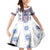 Ukraine Family Matching Off Shoulder Short Dress and Hawaiian Shirt Traditional Braided Rope Belt Purple Folk Pattern