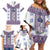 Ukraine Family Matching Off Shoulder Short Dress and Hawaiian Shirt Traditional Braided Rope Belt Purple Folk Pattern