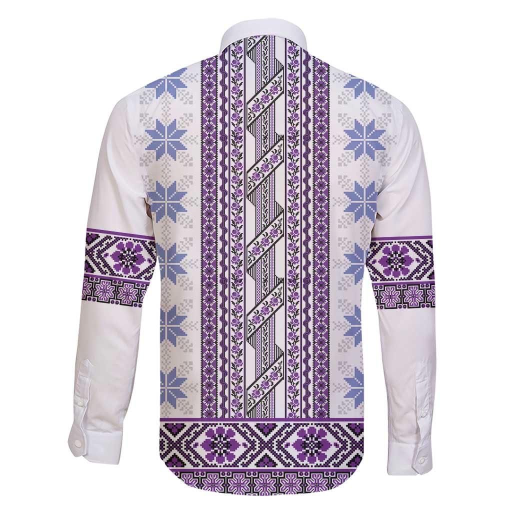 Ukraine Family Matching Short Sleeve Bodycon Dress and Hawaiian Shirt Traditional Braided Rope Belt Purple Folk Pattern