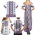 Ukraine Family Matching Summer Maxi Dress and Hawaiian Shirt Traditional Braided Rope Belt Purple Folk Pattern