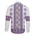 Ukraine Family Matching Summer Maxi Dress and Hawaiian Shirt Traditional Braided Rope Belt Purple Folk Pattern