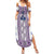 Ukraine Family Matching Summer Maxi Dress and Hawaiian Shirt Traditional Braided Rope Belt Purple Folk Pattern