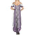 Ukraine Family Matching Summer Maxi Dress and Hawaiian Shirt Traditional Braided Rope Belt Purple Folk Pattern