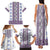 Ukraine Family Matching Tank Maxi Dress and Hawaiian Shirt Traditional Braided Rope Belt Purple Folk Pattern