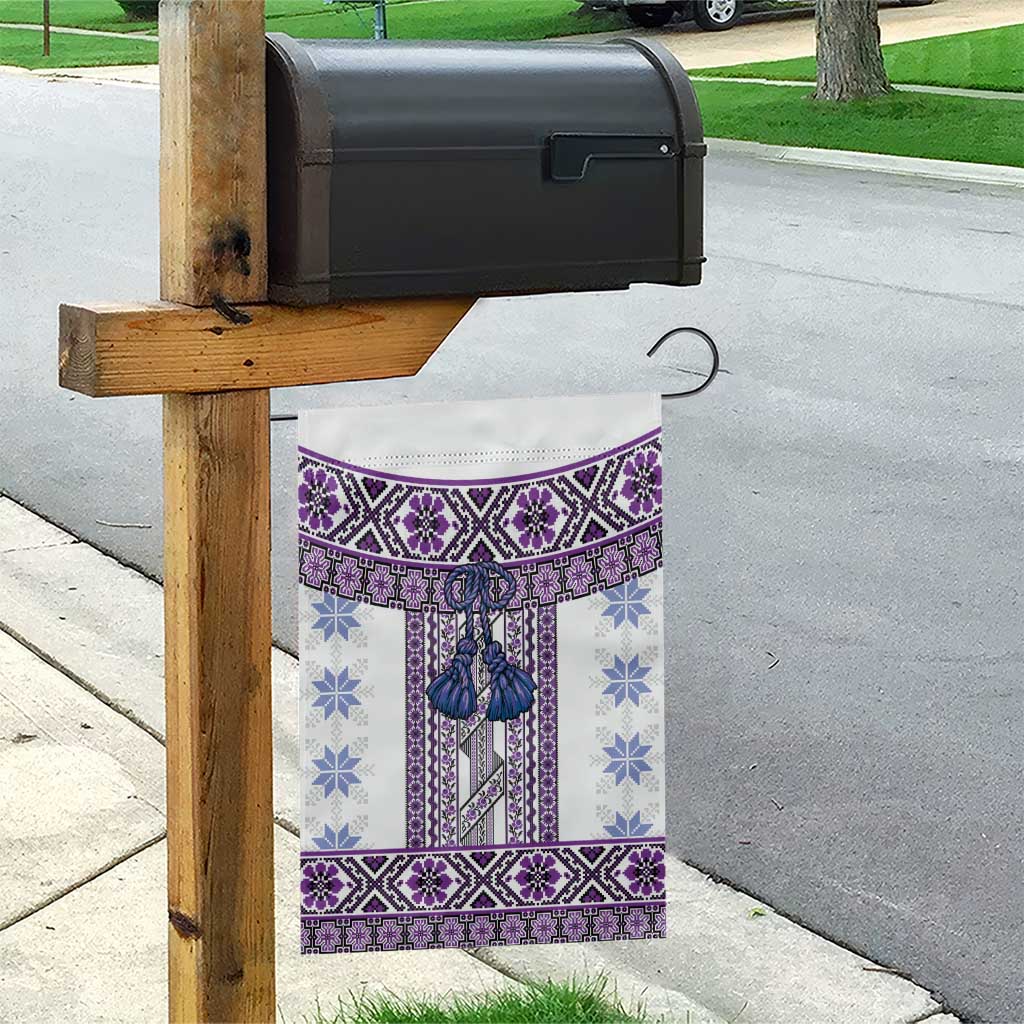 Ukraine Garden Flag Traditional Braided Rope Belt Purple Folk Pattern