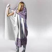 Ukraine Hooded Blanket Traditional Braided Rope Belt Purple Folk Pattern