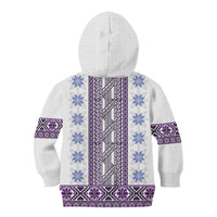 Ukraine Kid Hoodie Traditional Braided Rope Belt Purple Folk Pattern