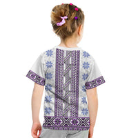Ukraine Kid T Shirt Traditional Braided Rope Belt Purple Folk Pattern