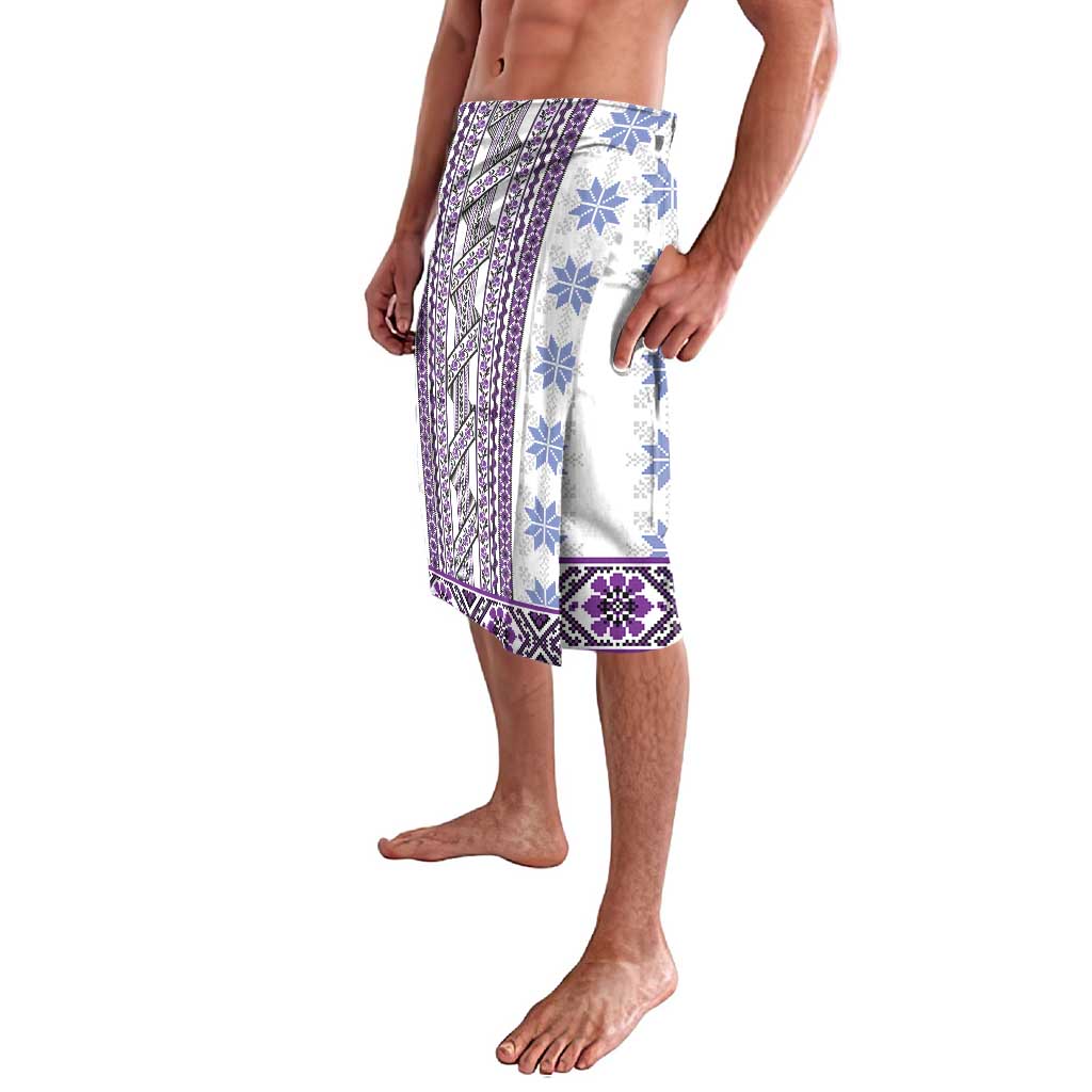 Ukraine Lavalava Traditional Braided Rope Belt Purple Folk Pattern