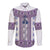Ukraine Long Sleeve Button Shirt Traditional Braided Rope Belt Purple Folk Pattern