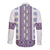 Ukraine Long Sleeve Button Shirt Traditional Braided Rope Belt Purple Folk Pattern