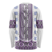 Ukraine Long Sleeve Shirt Traditional Braided Rope Belt Purple Folk Pattern