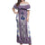 Ukraine Off Shoulder Maxi Dress Traditional Braided Rope Belt Purple Folk Pattern