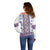 Ukraine Off Shoulder Sweater Traditional Braided Rope Belt Purple Folk Pattern