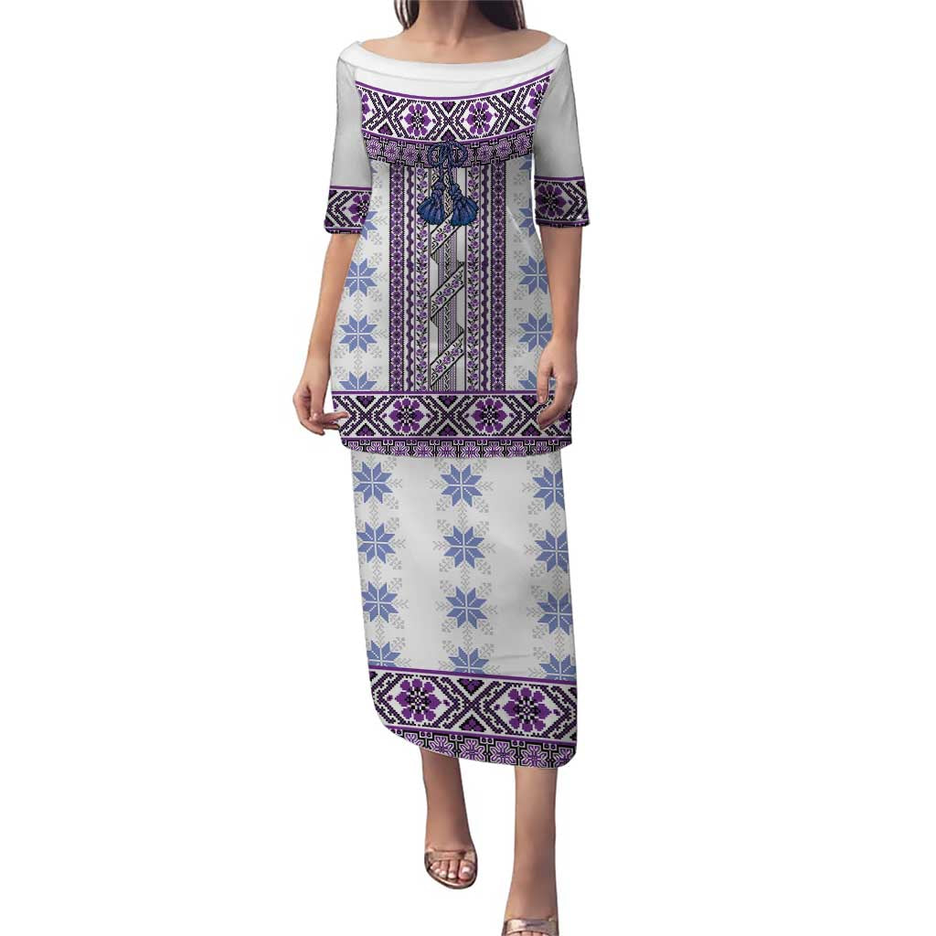 Ukraine Puletasi Traditional Braided Rope Belt Purple Folk Pattern