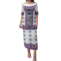 Ukraine Puletasi Traditional Braided Rope Belt Purple Folk Pattern