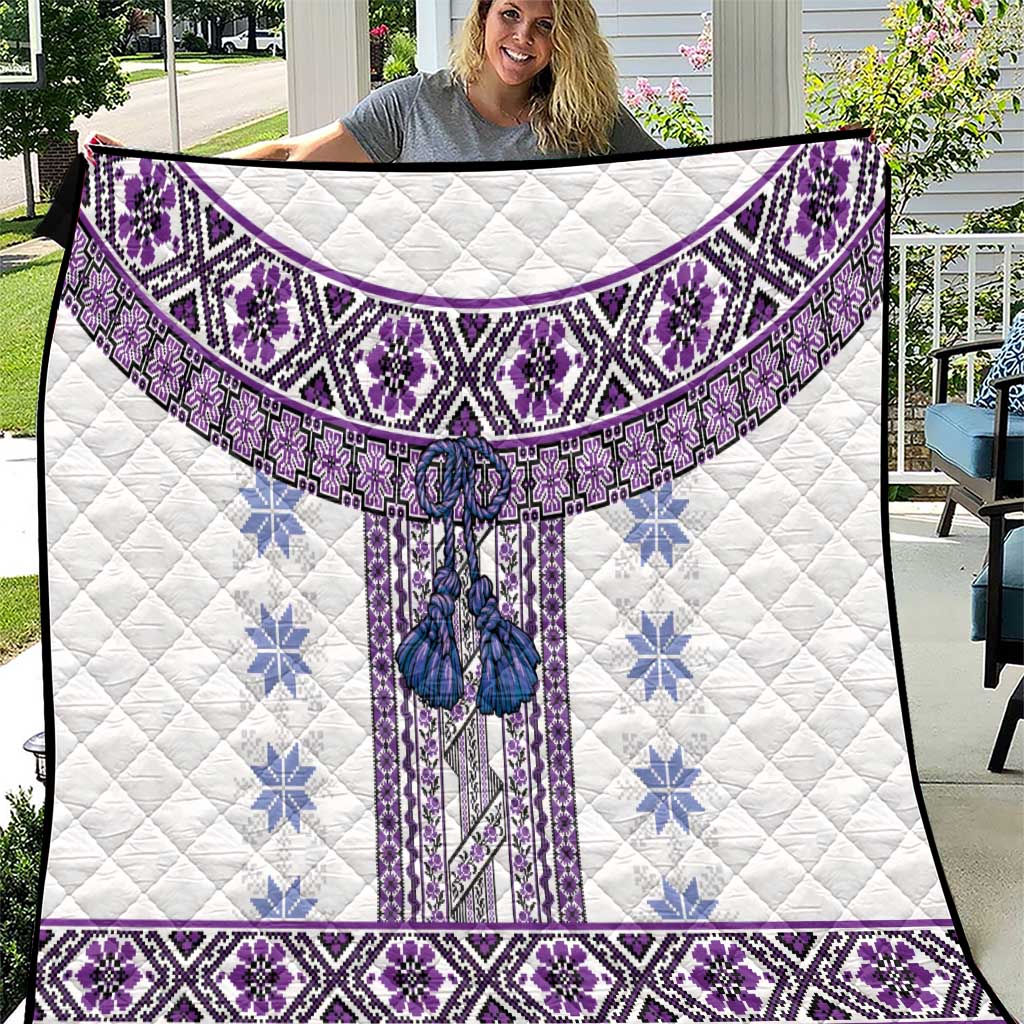 Ukraine Quilt Traditional Braided Rope Belt Purple Folk Pattern