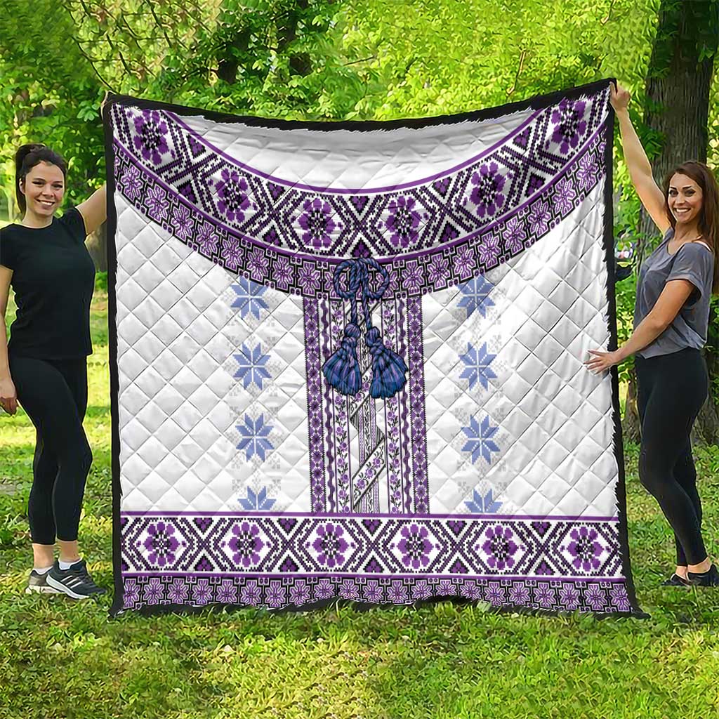 Ukraine Quilt Traditional Braided Rope Belt Purple Folk Pattern