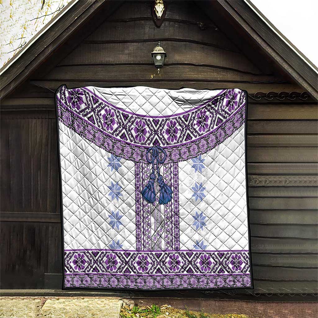 Ukraine Quilt Traditional Braided Rope Belt Purple Folk Pattern