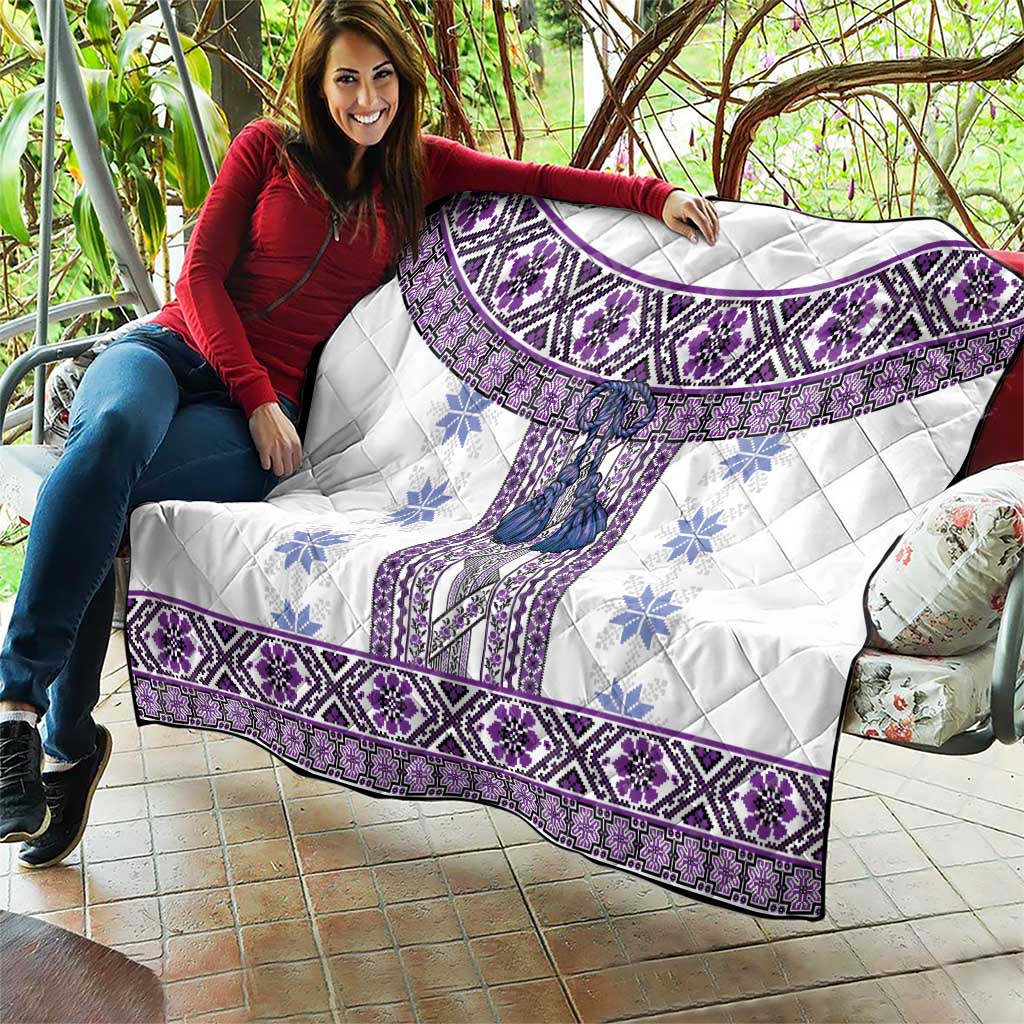 Ukraine Quilt Traditional Braided Rope Belt Purple Folk Pattern