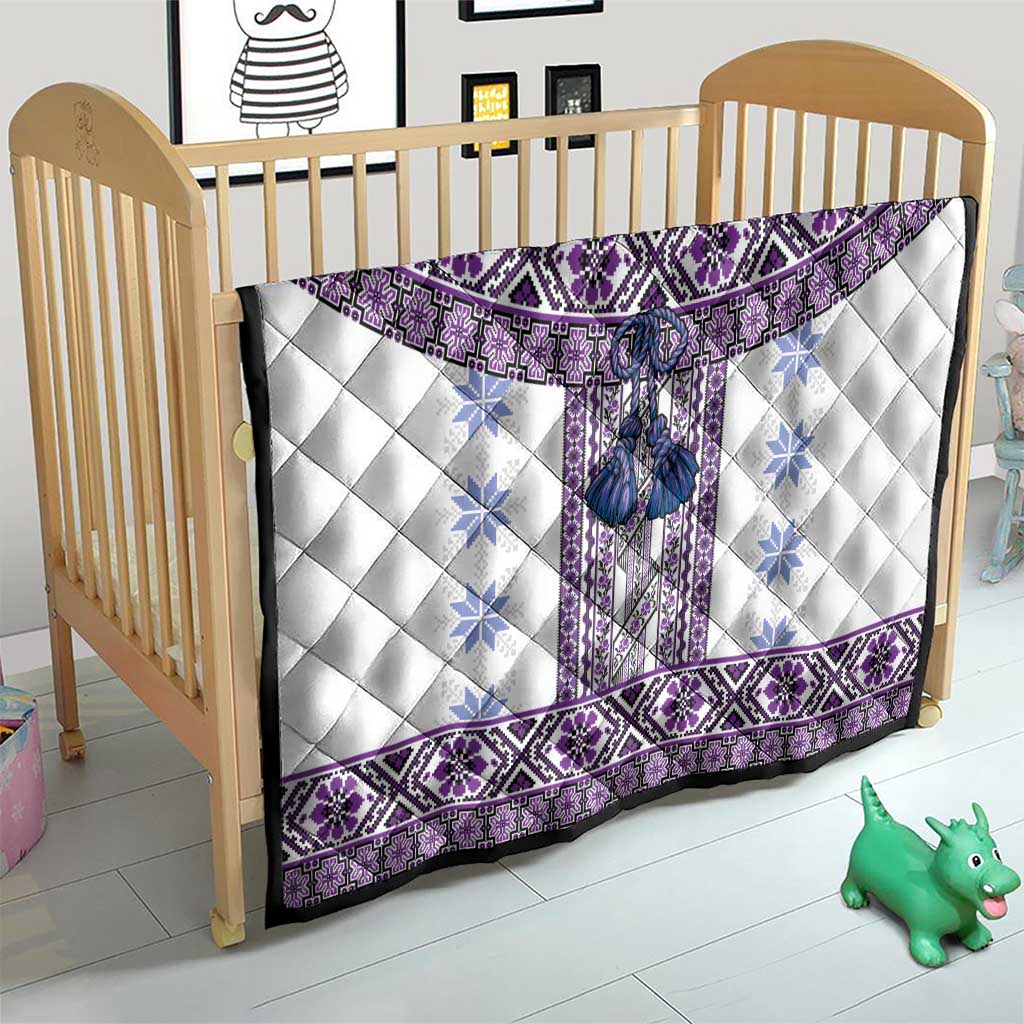 Ukraine Quilt Traditional Braided Rope Belt Purple Folk Pattern