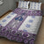 Ukraine Quilt Bed Set Traditional Braided Rope Belt Purple Folk Pattern