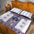 Ukraine Quilt Bed Set Traditional Braided Rope Belt Purple Folk Pattern