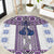Ukraine Round Carpet Traditional Braided Rope Belt Purple Folk Pattern
