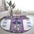 Ukraine Round Carpet Traditional Braided Rope Belt Purple Folk Pattern