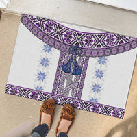 Ukraine Rubber Doormat Traditional Braided Rope Belt Purple Folk Pattern