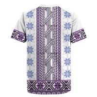 Ukraine Rugby Jersey Traditional Braided Rope Belt Purple Folk Pattern