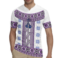 Ukraine Rugby Jersey Traditional Braided Rope Belt Purple Folk Pattern