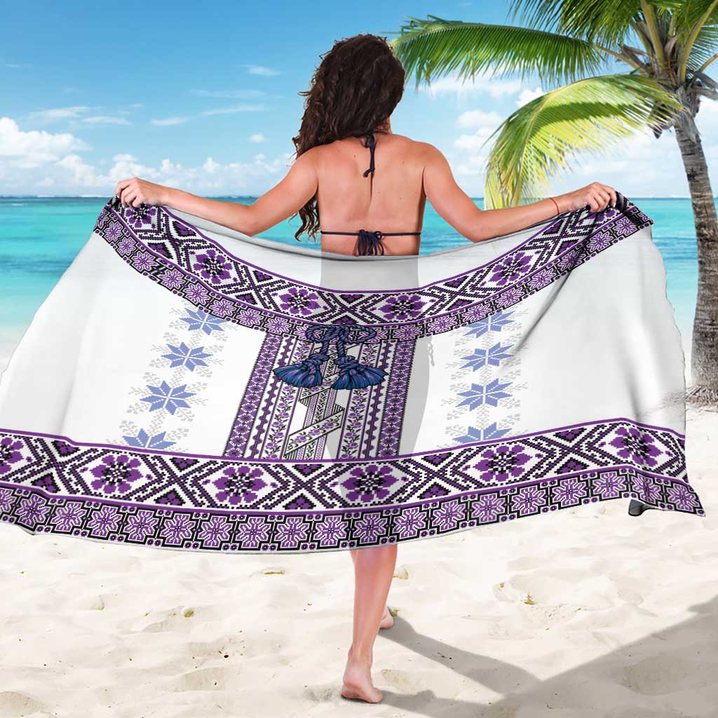 Ukraine Sarong Traditional Braided Rope Belt Purple Folk Pattern