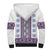 Ukraine Sherpa Hoodie Traditional Braided Rope Belt Purple Folk Pattern