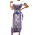 Ukraine Short Sleeve Bodycon Dress Traditional Braided Rope Belt Purple Folk Pattern