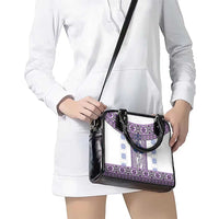 Ukraine Shoulder Handbag Traditional Braided Rope Belt Purple Folk Pattern