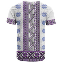 Ukraine T Shirt Traditional Braided Rope Belt Purple Folk Pattern
