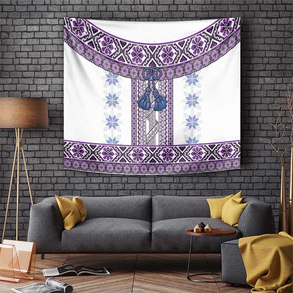Ukraine Tapestry Traditional Braided Rope Belt Purple Folk Pattern