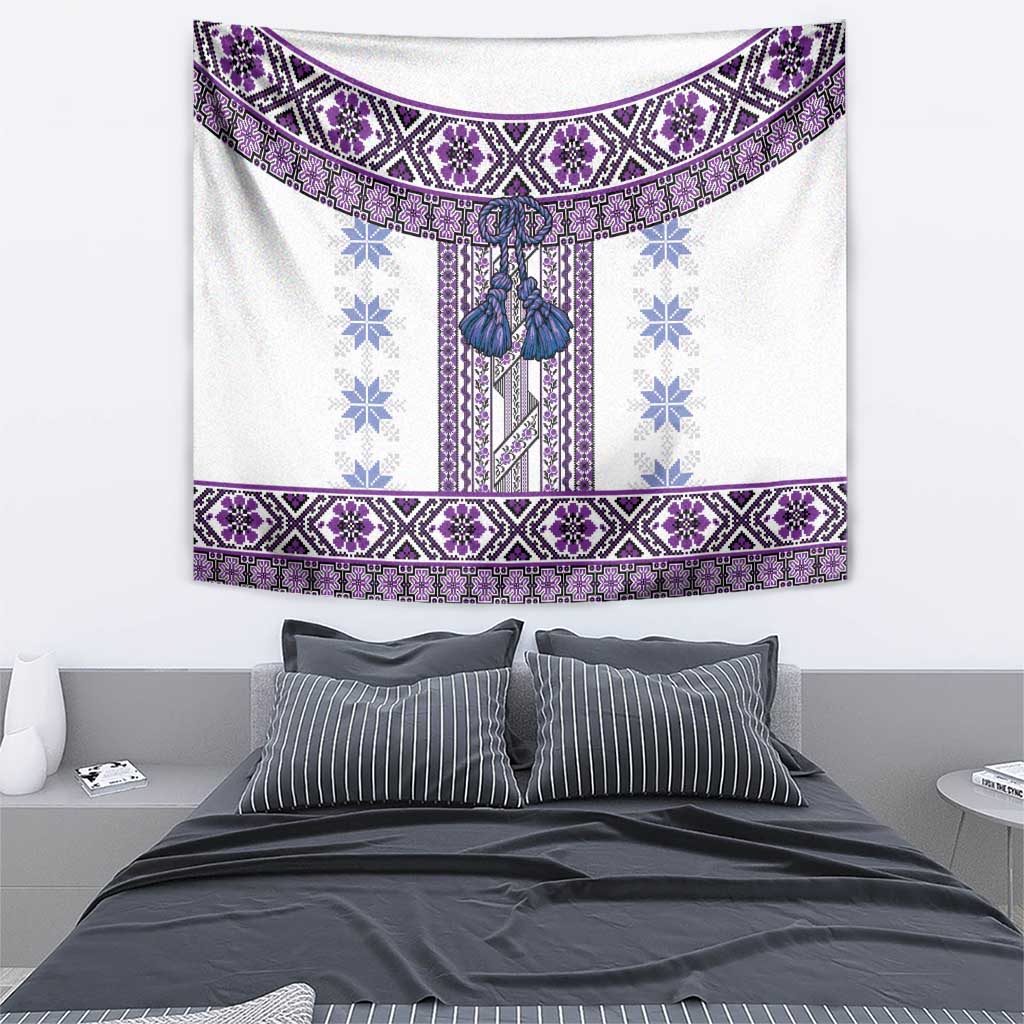 Ukraine Tapestry Traditional Braided Rope Belt Purple Folk Pattern
