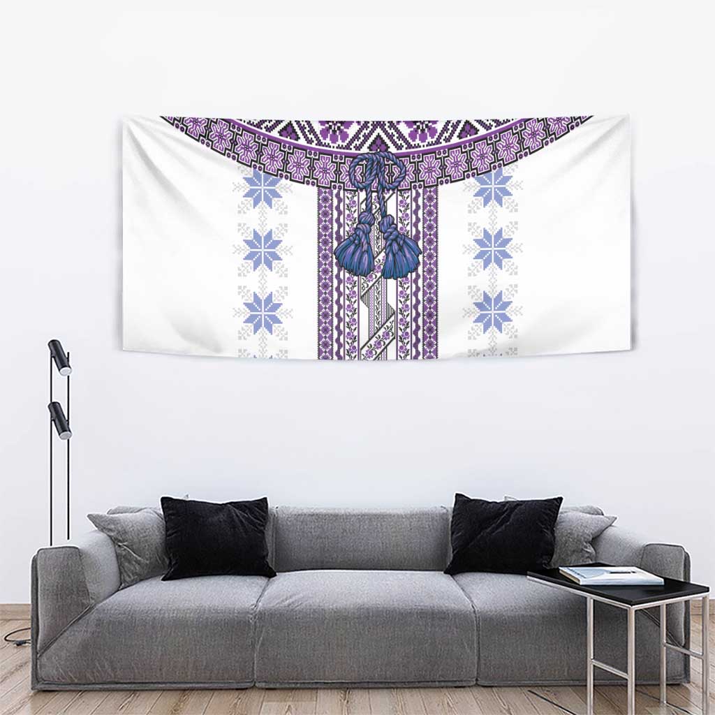 Ukraine Tapestry Traditional Braided Rope Belt Purple Folk Pattern