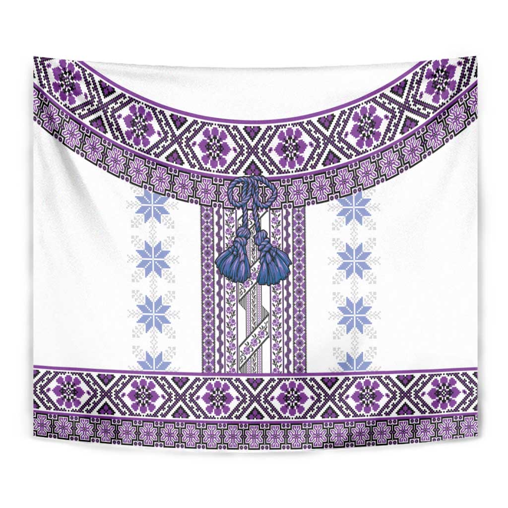Ukraine Tapestry Traditional Braided Rope Belt Purple Folk Pattern