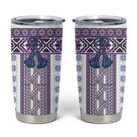 Ukraine Tumbler Cup Traditional Braided Rope Belt Purple Folk Pattern