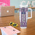 Ukraine Tumbler With Handle Traditional Braided Rope Belt Purple Folk Pattern