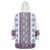 Ukraine Wearable Blanket Hoodie Traditional Braided Rope Belt Purple Folk Pattern